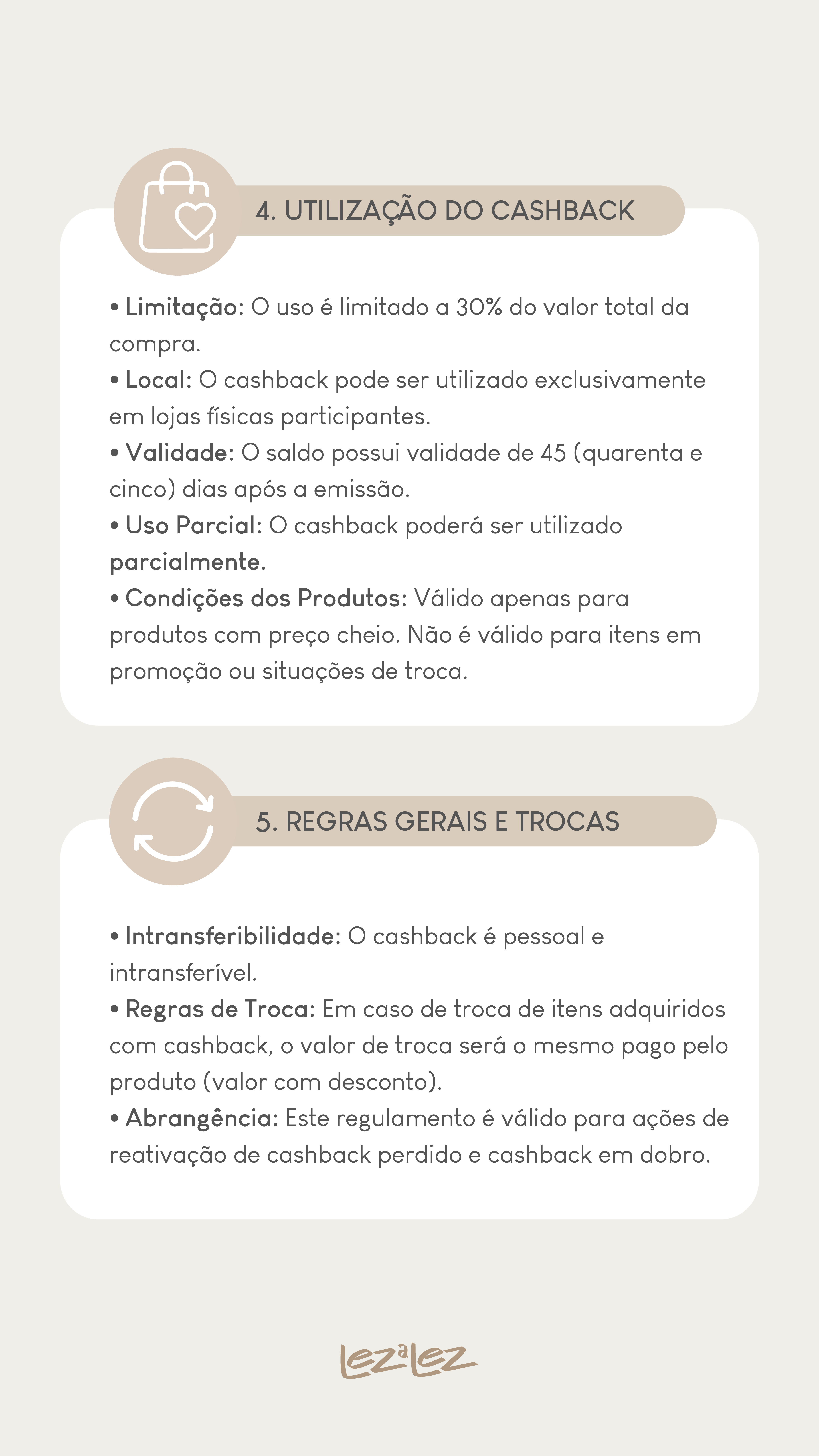 Regulamento do Programa de Cashback Lez a Lez - Parte 2